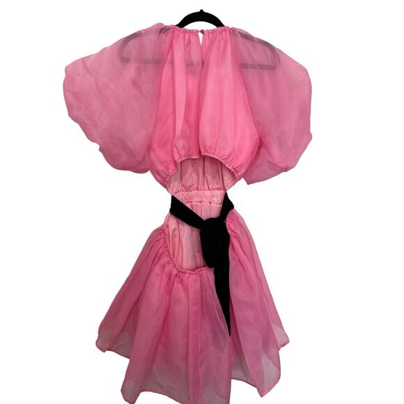 MABLE Babydoll RUFFLE BABYDOLL Mini Dress Size M Pink - Picture 6 of 10